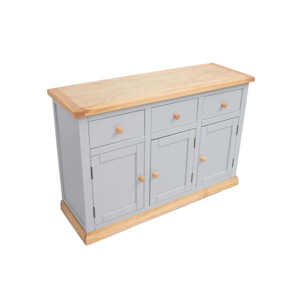 Cabinet Bits Bomporto Light Grey 3 Drawer 3 Door Sideboard Wood Knob