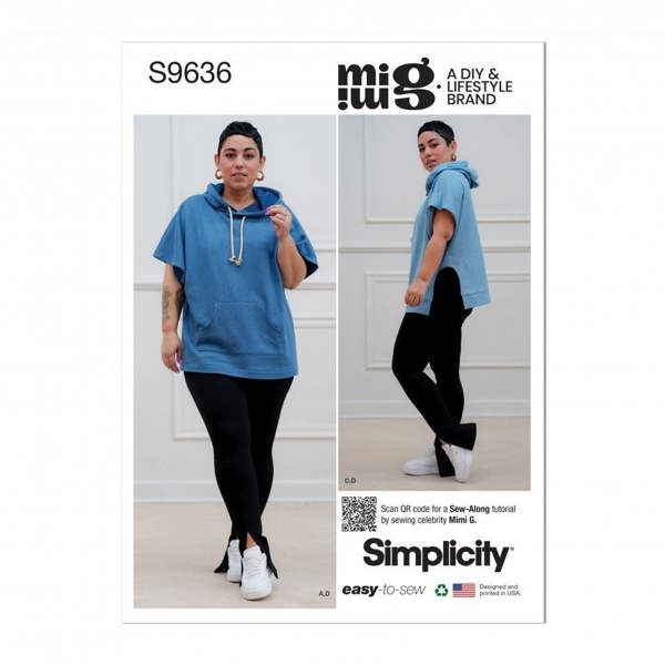 Simplicity Sewing Pattern 9636, Hoodies, Tops, Leggings for Women, D5 (4-6-8-10-12) - Easy