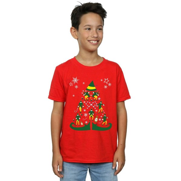 Elf Boys Christmas Tree T-Shirt - Red