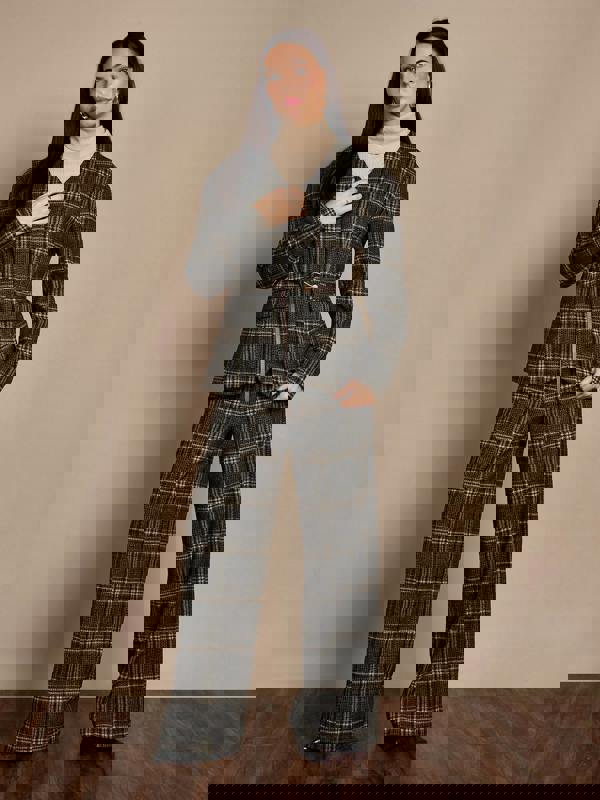 GWD Aimee Brown Check Wide-Leg Trouser