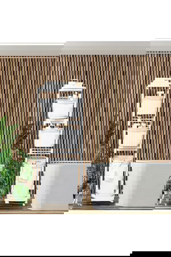 Living and Home 4-Tier Laundry Basket Clothes Storage Shelf on Wheels for Bathroom