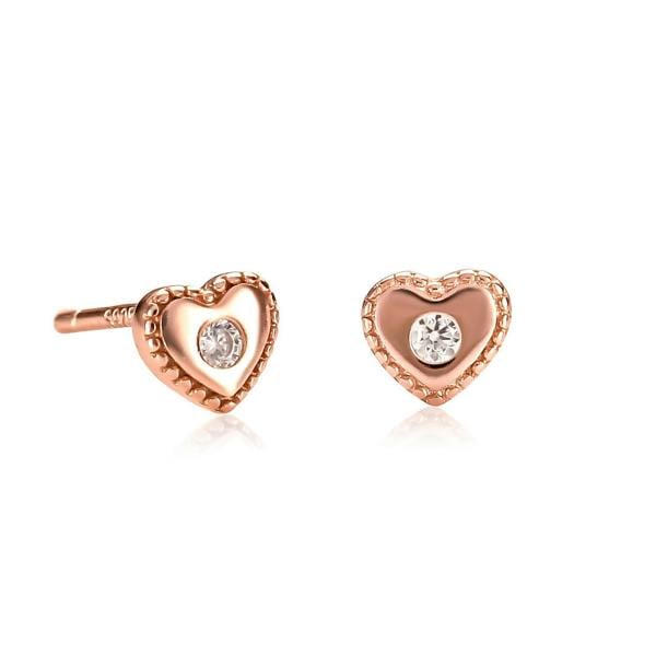 namana Rose Gold Mini Heart Stud Earrings for Women