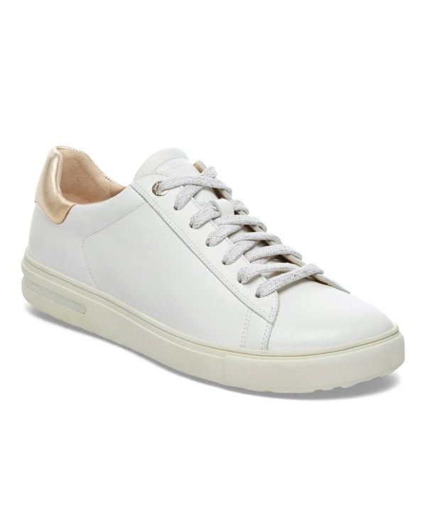 Birkenstock Bend Low Natural Leather Womens Trainers - White/Metallic Rose
