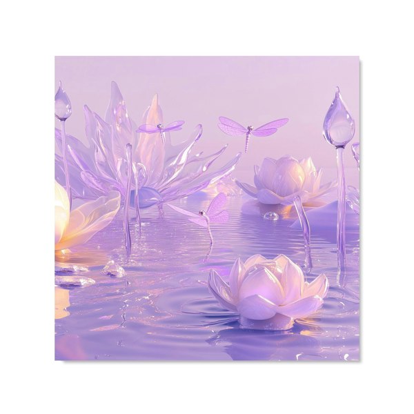 Warren Reed - Designer Mystical Waterlilies in Purple Twilight Kitchen Splashback