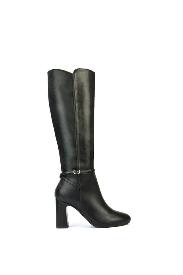XY LONDON Knee High Boots With Block Mid Heel