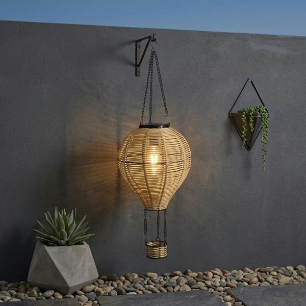 Garden Greatness Lunaria Rattan Hanging Solar Hot Air Balloon