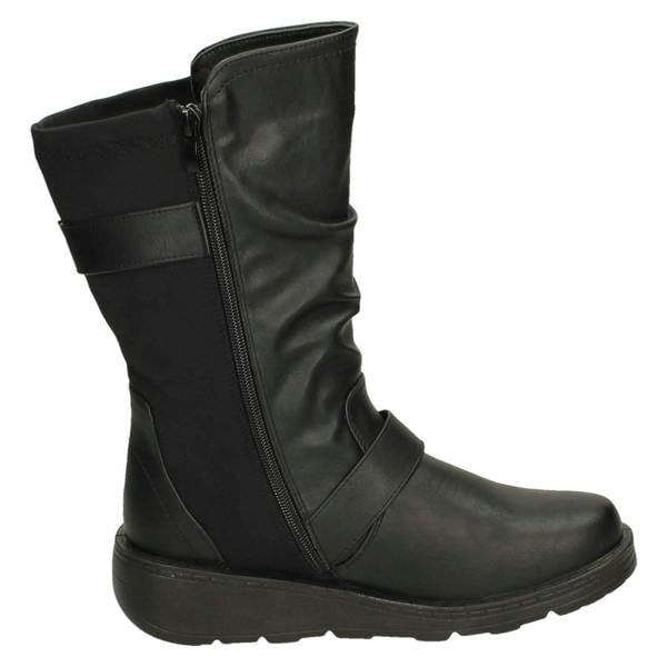 Spot On Ladies Spot On Buckle Detail Wide Fit Mid-Calf Boots F4452