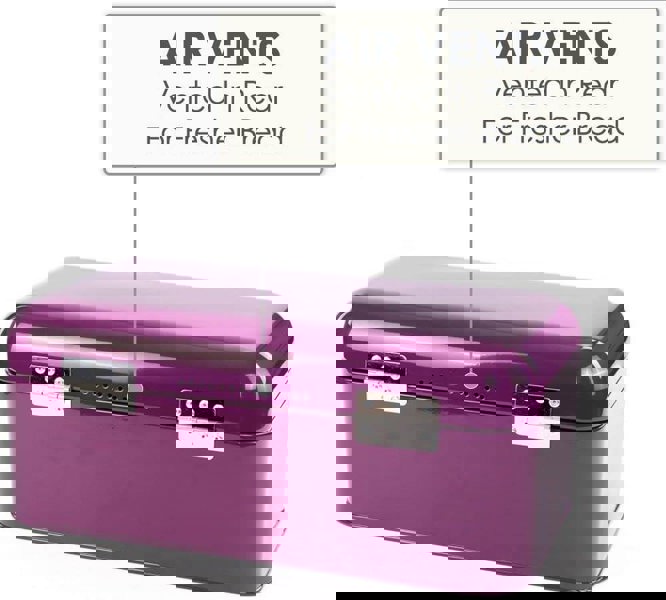 CALITEK Bread Bin Kitchen Counter Vintage Style Coated Carbon Steel Purple
