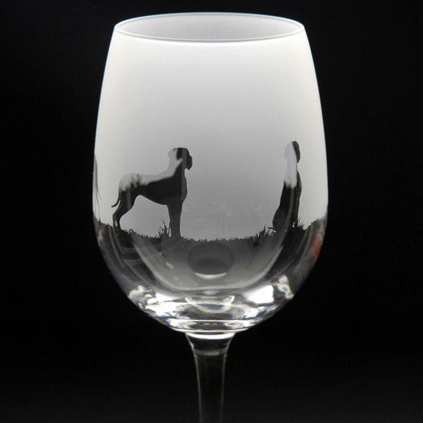 Glyptic Glass Art Great Dane Dog Crystal Wine Glass - Hand Etched/Engraved Gift