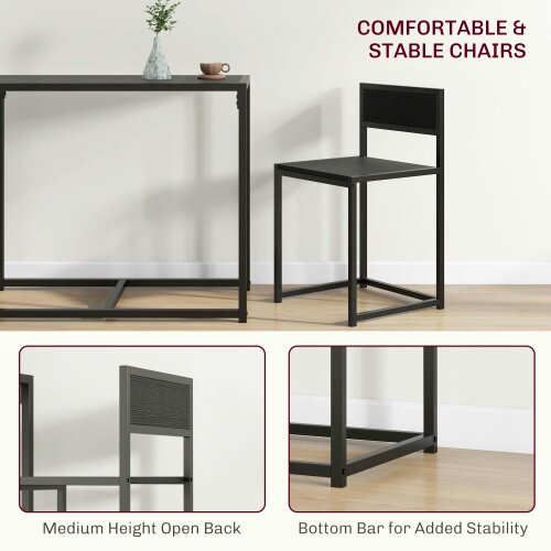 Wyld Haus Gafetti Metal And Wood Black Compact Dining Table And Chair Set For Small Kitchens
