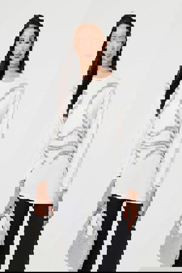 White | Sparkly Embellished Long Sleeve Top
