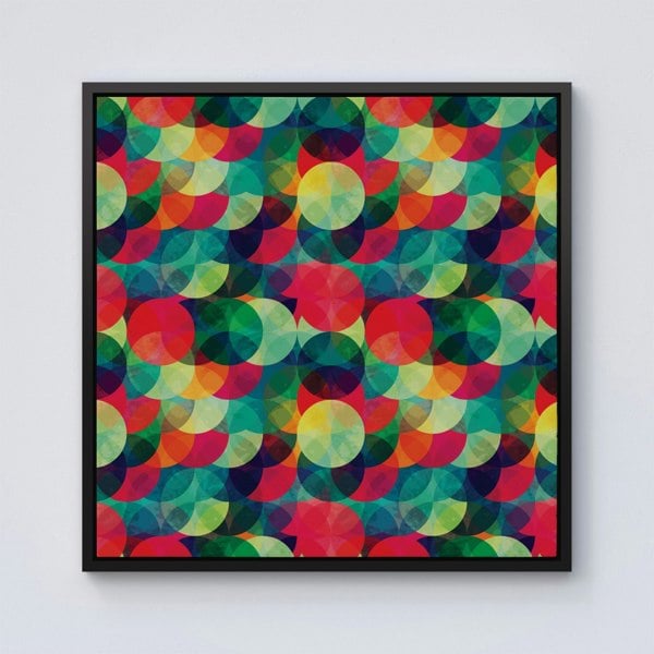 Warren Reed Colourful Grunge Circle Pattern Framed Canvas