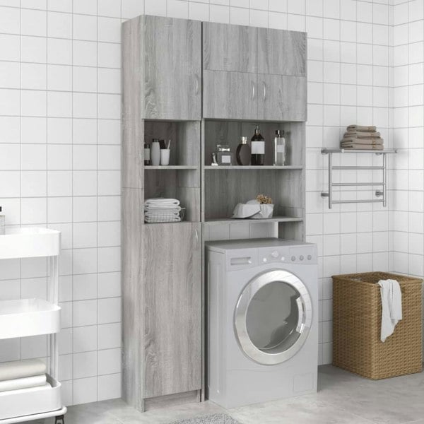 Berkfield Bathroom Cabinet Grey Sonoma 32x25.5x190 cm Engineered Wood