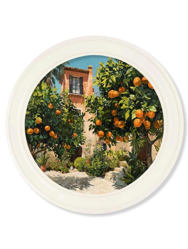 Exceptional Art The Orange Villa - Oxford Strong White Round Frame