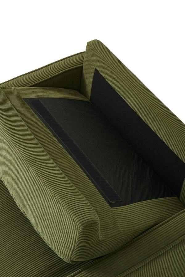 Living and Home Green Corduroy Upholstered Single Sofa Armchair