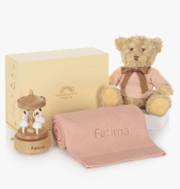 The Baby Gifting Company Girls Musical Ballerina Carousel Personalised Hamper