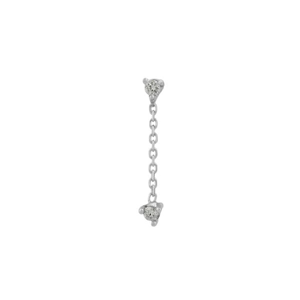 Spero London Fine Double Diamond Drop Single Earring 14ct Solid Gold