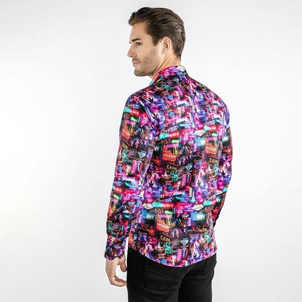 VEGAS AT NIGHT PRINT SHIRT - Premium Men's Patterned Shirt by Claudio Lugli | Bold Design, Tailored Fit, Best Printed Shirts
