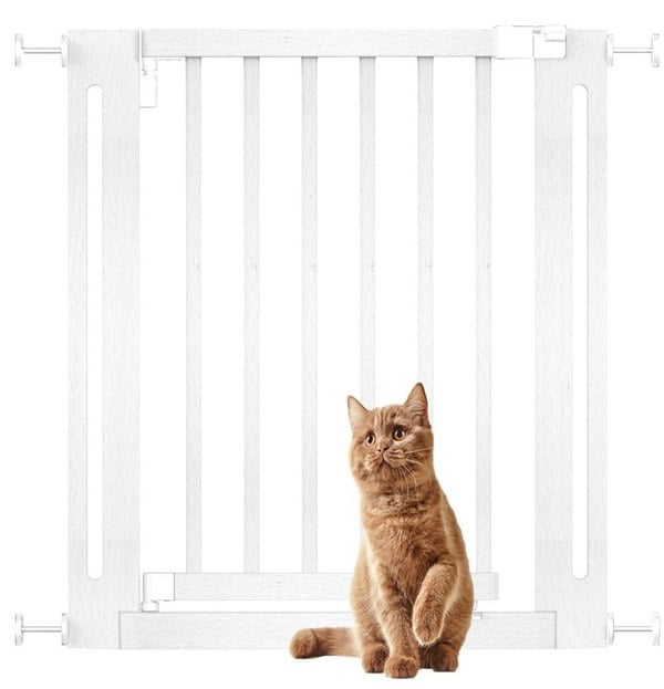Bettacare Wooden Elegance Dog Gate, White, 71cm - 79cm, Pressure Fit Pet Gate for Puppy, Dog and Pet, Easy Installation
