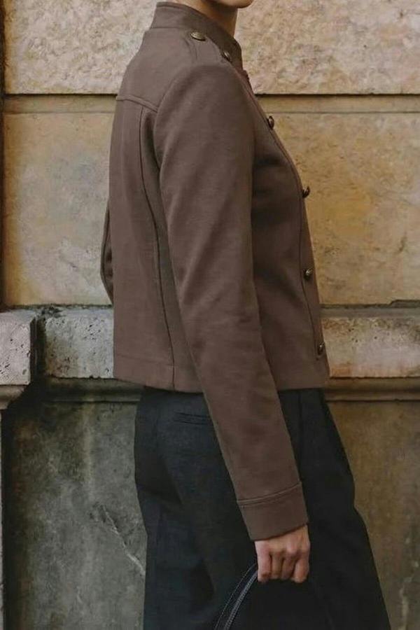 WOVCOR Fitted Zippered Lined Button Detail Napoleon Jacket