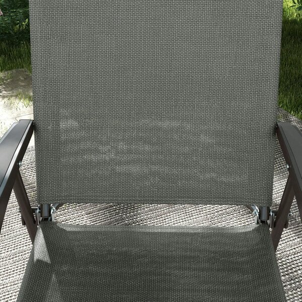 Wyld Haus Rone Bari Set Of 2 Metal Dark Grey Folding Garden Chairs With Fabric Mesh Seats