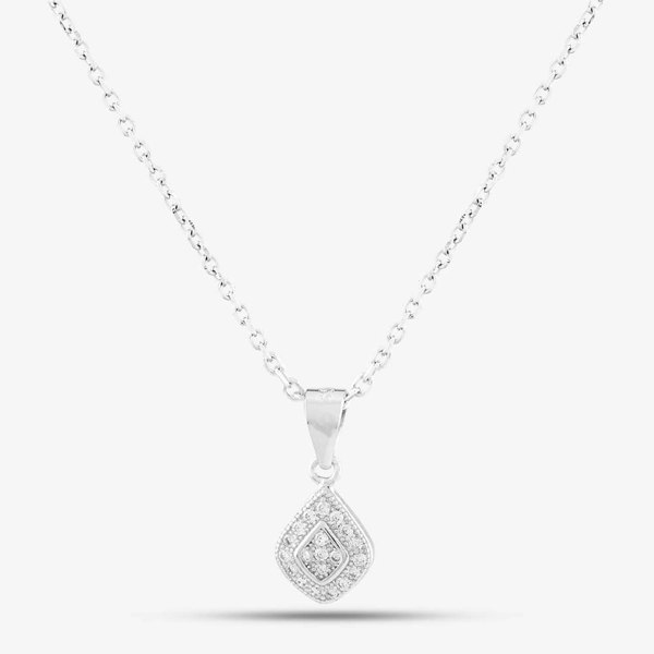 T. H. Baker Silver Pave Cushion Necklace E610666-P