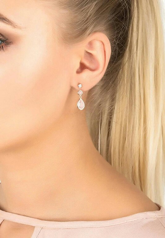 Latelita Tuscany Gemstone Drop Earring Rose Gold Rose Quartz