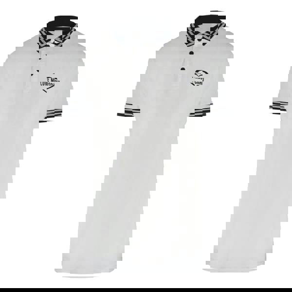 Moschino Love Moschino Twin Tipped Collar Love Logo White Polo Shirt