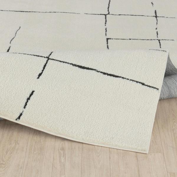 Livabliss Freud-Modern Ivory Black High Pile Rug
