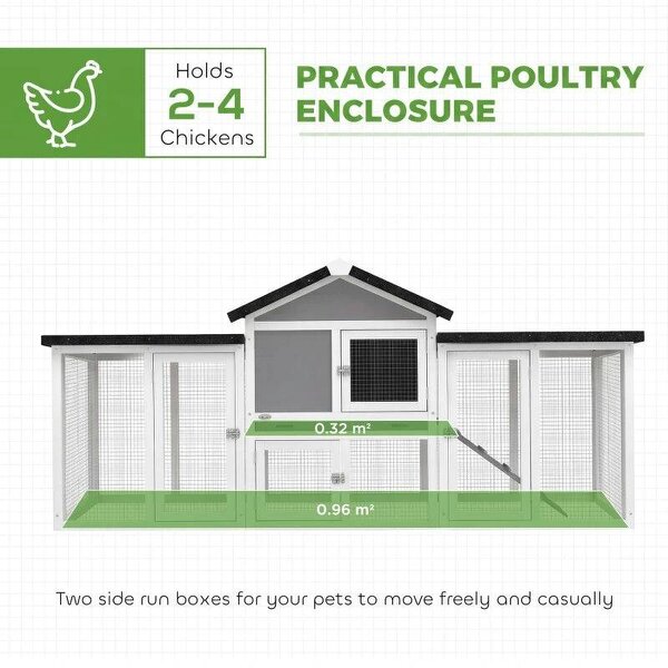 Large Chicken Coop, Wooden Outdoor Chicken Cage Poultry Hen House with Nesting Box