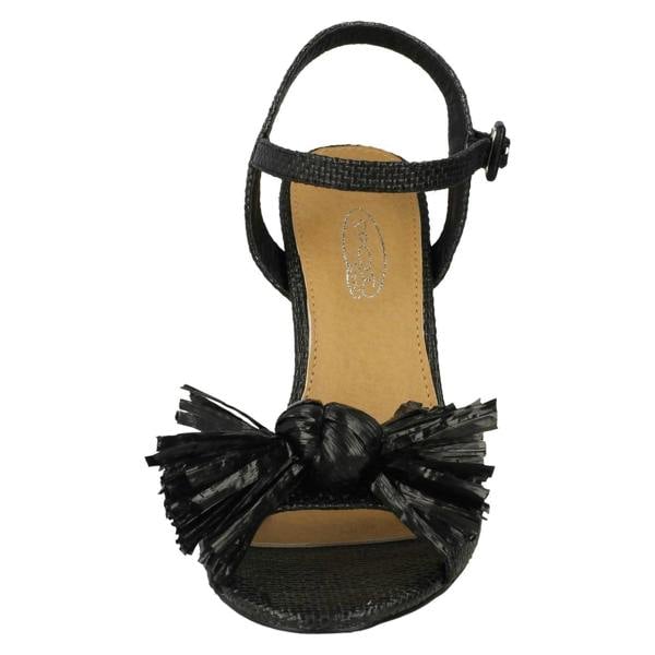 Spot On Ladies Spot On Chunky Heel Fringe Bow Vamp Sandals F10842