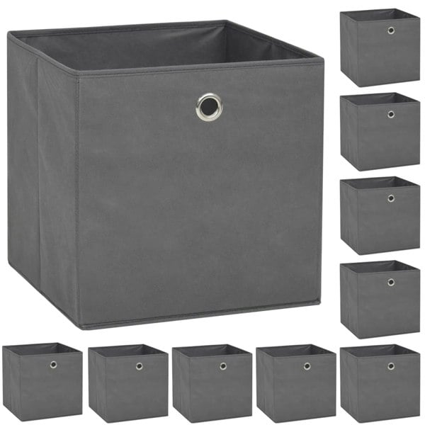 Berkfield Storage Boxes 10 pcs Non-woven Fabric 32x32x32 cm Grey