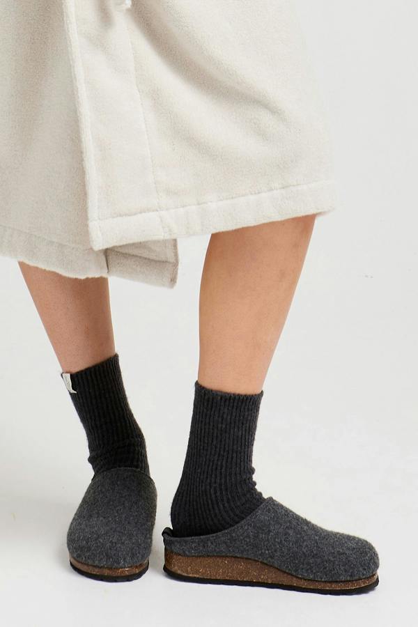 Jamie Mule Slippers in Charcoal - Sleepwear & Loungewear