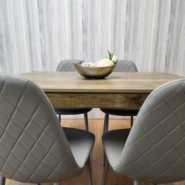 Kosy Koala Dining Set of 4 Dining Table and 4 Grey Gem Patterned Stitiched Chairs