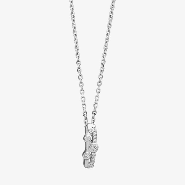 T. H. Baker Silver Cubic Zirconia Twin Row Pendant and Earring Set SET11971