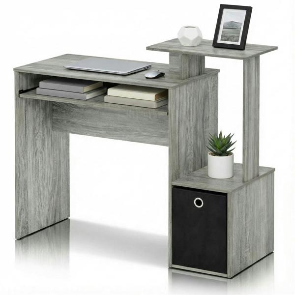 WALPLUS Econ Multipurpose Home Office Computer Writing Desk w/Bin, French Oak Grey Crafted for Practical Use and Stylish Living Spaces