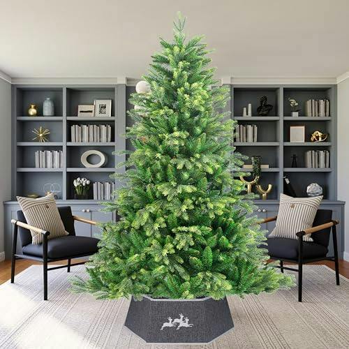 26.8 Inch Hexagonal Fabric Christmas Tree Collar in Grey, Foldable Tree Stand Cover image 7
