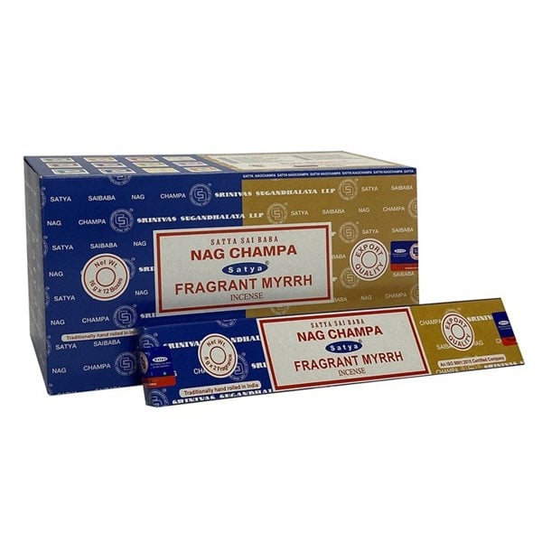 Serano Set of 12 Packets of Combo Satya Incense - Nag Champa Fragrant Myrrh