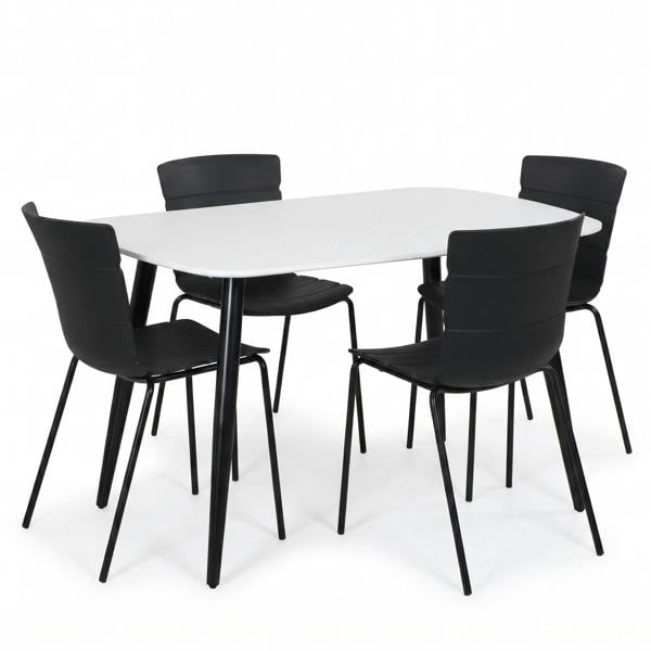 Core Products Aspen Dining Set - White Rectangular Table & 4 Bali Dining Chairs