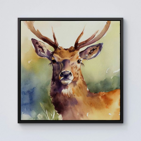 Warren Reed Splendid Stag Watercolour Framed Canvas