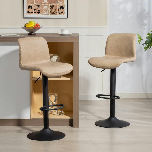 Wyld Haus Salile Set Of 2 Light Brown Faux Leather Breakfast Bar Chairs With Backrest