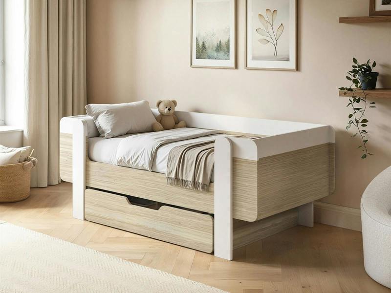 Alfie Wooden Toddler Bed White & Oak