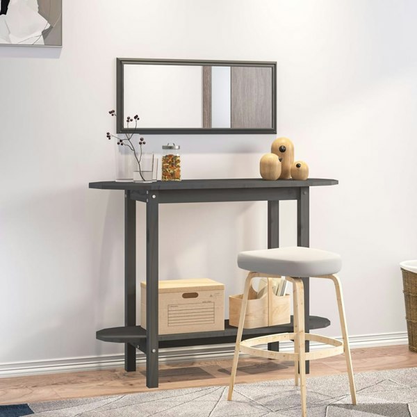 Berkfield Console Table Grey 110x40x80 cm Solid Wood Pine