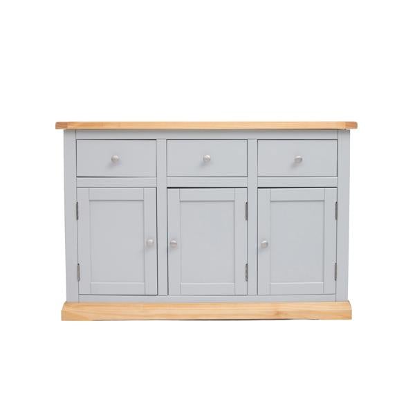 Bomporto Light Grey 3 Drawer 3 Door Sideboard Chrome Knob