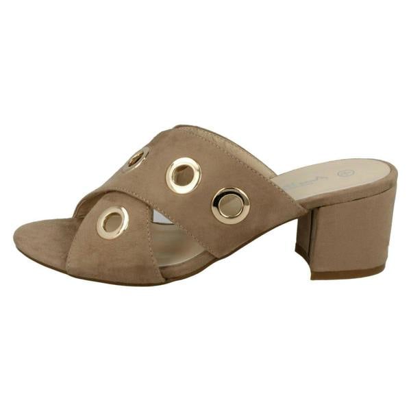 Anne Michelle Ladies Anne Michelle Mid Heel Cross Over Vamp Mules