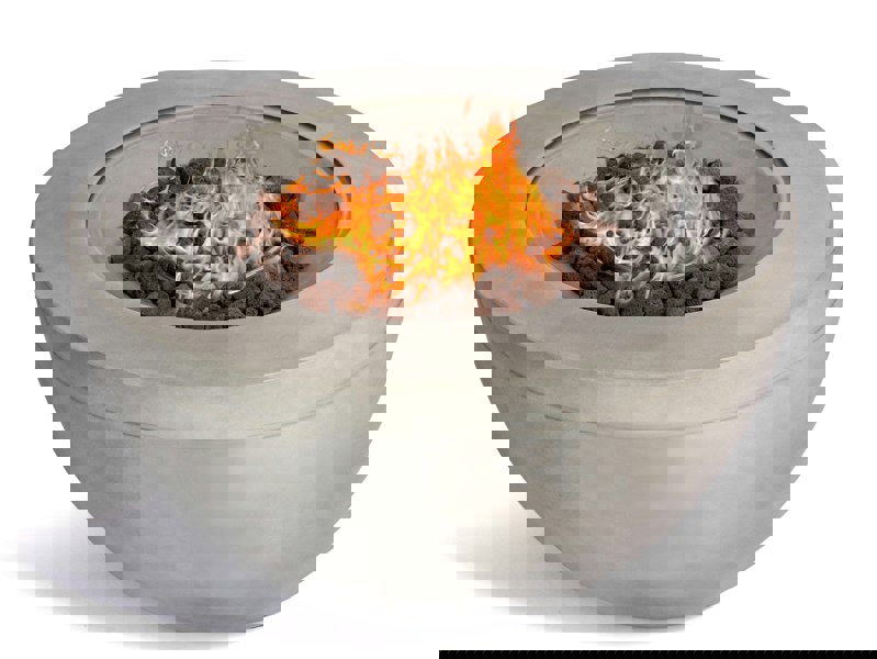 MDA Designs TABITI Light Grey Gas Fire Pit for Garden & Patio Luxurious Eco-Stone Finish Outdoor Heater