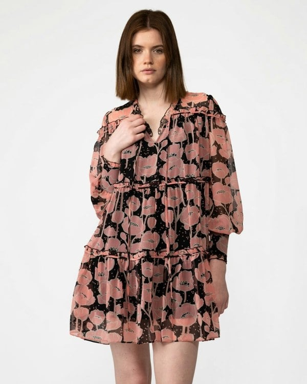 Ted Baker Sandror Womens Swing Mini Dress With Ruffled Tiers