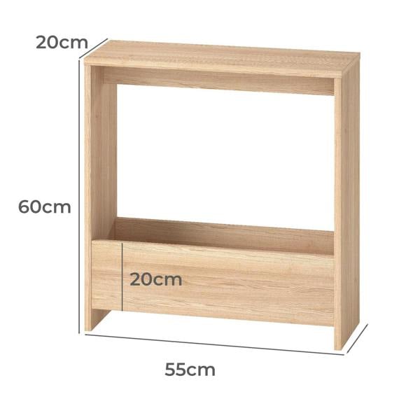 Levede Side Table Narrow Sofa End Table Wooden with Book Magazine Storage 20cm