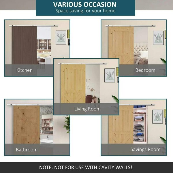 Bobobiy 6FT Modern Sliding Barn Door Closet Hardware Track Kit Track System Unit for Single Wooden Door