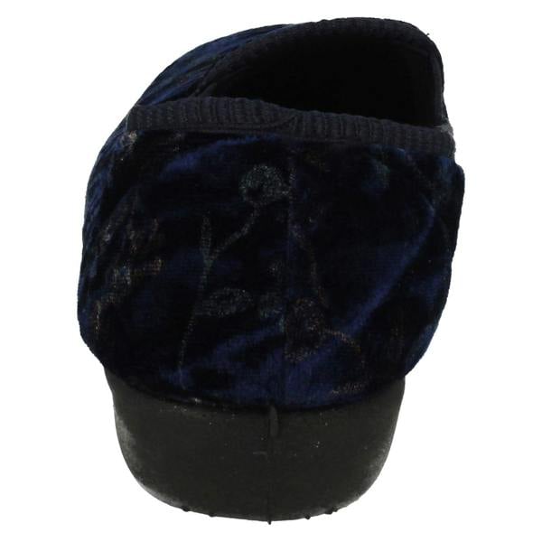 Spot On Ladies Spot On Embroided Floral Design Slippers